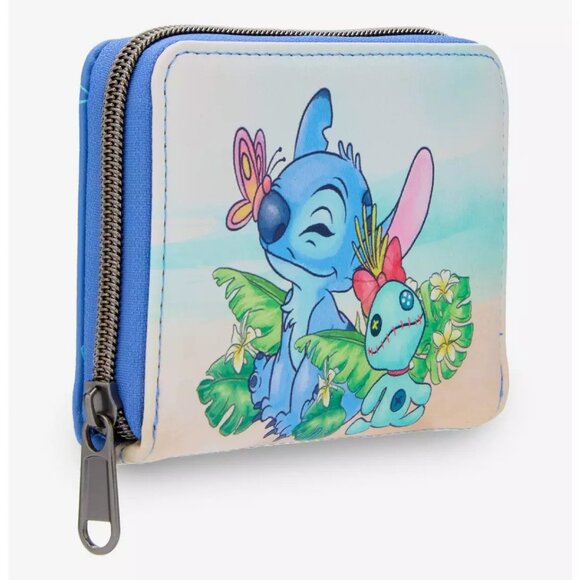 Loungefly Disney Lilo & Stitch Wallet Stitch Scrump Butterfly Zip Around New - Picture 4 of 4